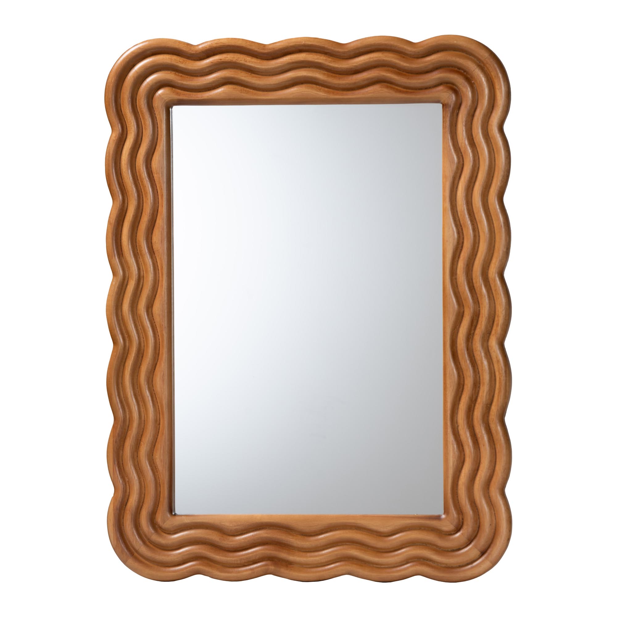 Baxton Studio Acantha Modern Walnut Brown Scallop-framed Accent Mirror